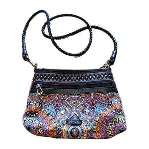 Sakroots Mini Art Campus Crossbody Boho Print Purse With Removable Braided Strap
